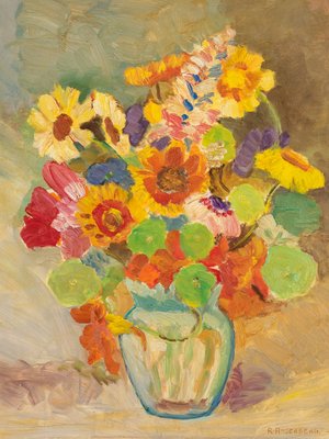 R. Anderberg, Colorful Bouquet of Flowers, 1938, Acrylic on Plate, Framed-GPP-1126439