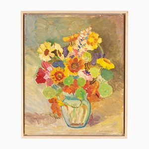 R. Anderberg, Colorful Bouquet of Flowers, 1938, Acrylic on Plate, Framed-GPP-1126439