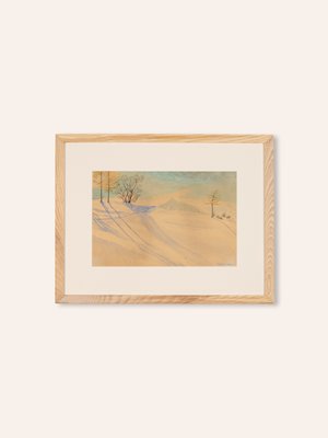 R. Ebster, Winter Landscape, 1946, Watercolor on Paper, Framed-GPP-1126563