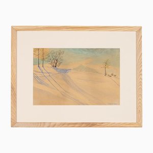 R. Ebster, Winter Landscape, 1946, Watercolor on Paper, Framed-GPP-1126563