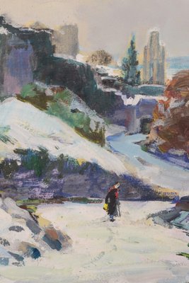 R. Marrera, Impressionist Snowscape, Mid 20th-Century, Oil on Paper, Framed-AOI-1106755