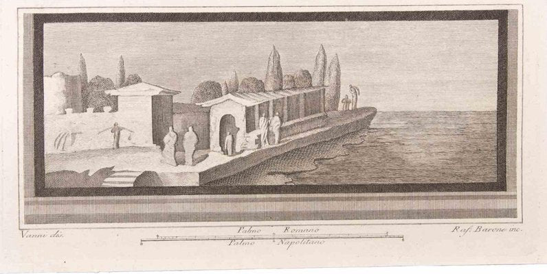 Raffaele Barone, Seascape with Monuments, Etching, 18th Century-ZCI-1781688