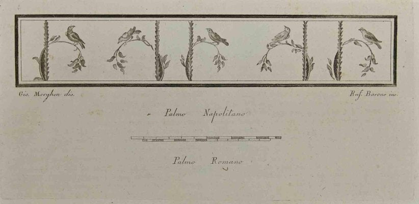 Raffaele Barone, Sparrows On Boughs, Roman Fresco, Etching, 18th Century-ZCI-1760655