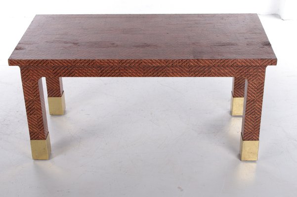 Raffia and Brass Rectangle Coffee Table from Harrison Van Horn,1970s-EZZ-1030561