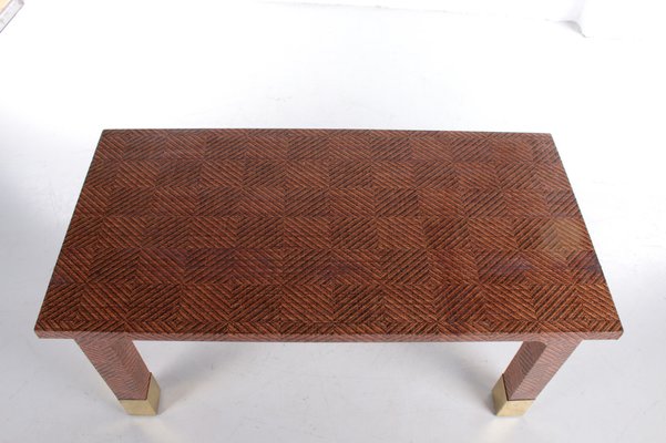 Raffia and Brass Rectangle Coffee Table from Harrison Van Horn,1970s-EZZ-1030561