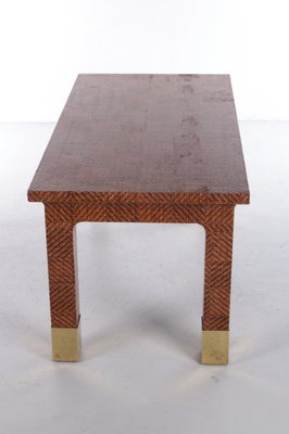 Raffia and Brass Rectangle Coffee Table from Harrison Van Horn,1970s-EZZ-1030561