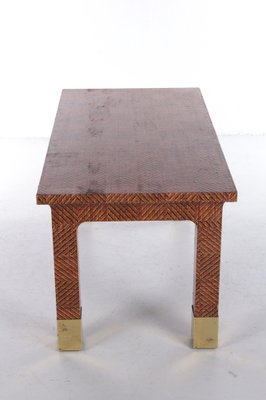 Raffia and Brass Rectangle Coffee Table from Harrison Van Horn,1970s-EZZ-1030561