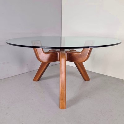 Ragno Table in Walnut and Glass by Giovanni Michelucci, 1981-PRS-1374742