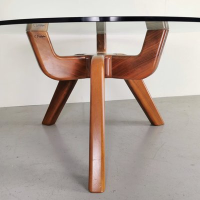 Ragno Table in Walnut and Glass by Giovanni Michelucci, 1981-PRS-1374742