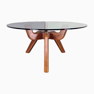 Ragno Table in Walnut and Glass by Giovanni Michelucci, 1981-PRS-1374742