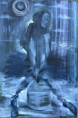 Ramaz Chantladze, Ballerina on a Brake, 2021, Oil on Canvas-CHG-2037460