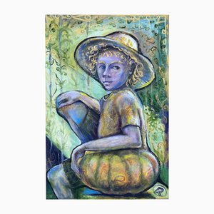 Ramaz Chantladze, Boy with Pumpkin, 2021, Oil on Canvas-CHG-2037464