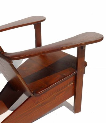 Rationalist Italian Gino Levi Montalcini Wood Lounge Chair, 1930s-KGD-1071203