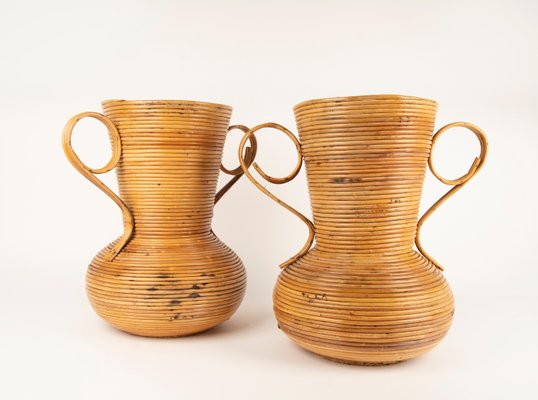 Rattan Amphorae or Vases from Vivai Del Sud, Italy, 1960s, Set of 2-LYQ-1288543