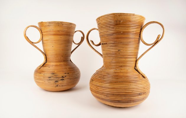 Rattan Amphorae or Vases from Vivai Del Sud, Italy, 1960s, Set of 2-LYQ-1288543