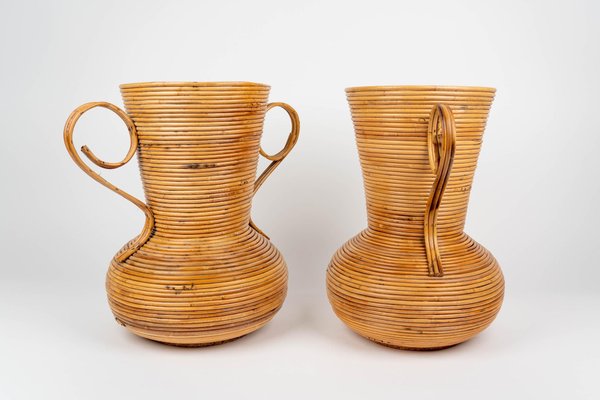 Rattan Amphorae or Vases from Vivai Del Sud, Italy, 1960s, Set of 2-LYQ-1288543