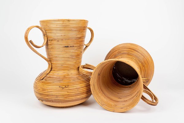 Rattan Amphorae or Vases from Vivai Del Sud, Italy, 1960s, Set of 2-LYQ-1288543