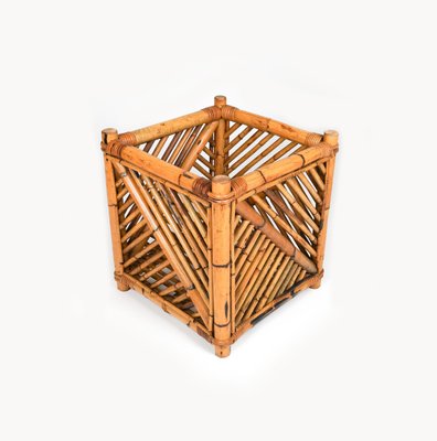 Rattan and Bamboo Plant Holder or Basket attributed to Vivai Del Sud, Italy, 1970s-LYQ-1720304