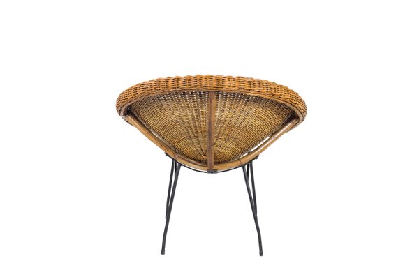 Rattan and Black Metal Sun Chairs, 1950s, Set of 2-CEJ-567133