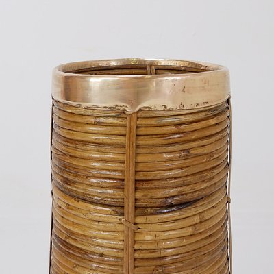 Rattan and Brass Umbrella Stand, 1970s-NYF-2018802