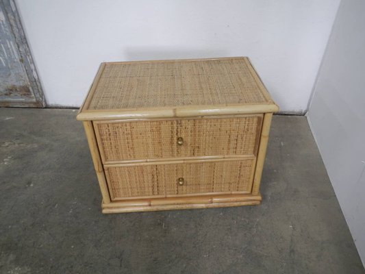 Rattan and Compressed Wood Chest of Drawers, 1970s-WWQ-1072406