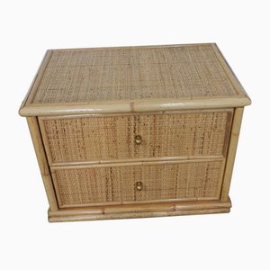 Rattan and Compressed Wood Chest of Drawers, 1970s-WWQ-1072406