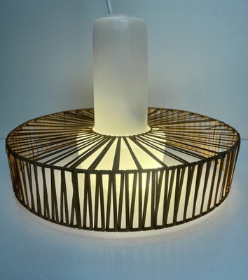 Rattan and Glass Pendant from Doria Leuchten, 1960s-WZZ-1382652