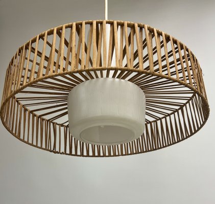 Rattan and Glass Pendant from Doria Leuchten, 1960s-WZZ-1382652