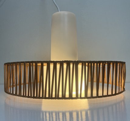 Rattan and Glass Pendant from Doria Leuchten, 1960s-WZZ-1382652