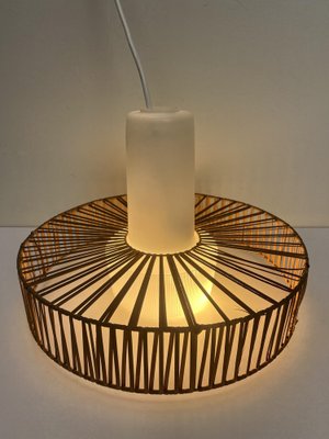 Rattan and Glass Pendant from Doria Leuchten, 1960s-WZZ-1382652