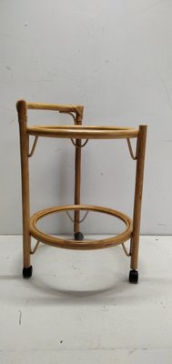 Rattan and Glass Serving Cart, 1970s-LCV-1405476