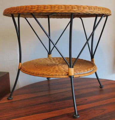 Rattan and Iron 2 Level Coffee Table, 1960s-ED-1719920