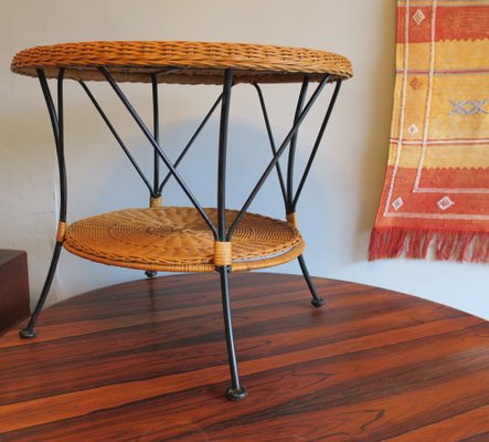 Rattan and Iron 2 Level Coffee Table, 1960s-ED-1719920