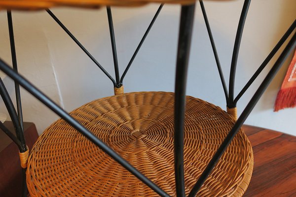 Rattan and Iron 2 Level Coffee Table, 1960s-ED-1719920