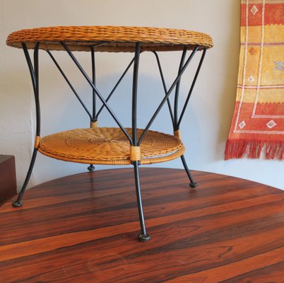 Rattan and Iron 2 Level Coffee Table, 1960s-ED-1719920