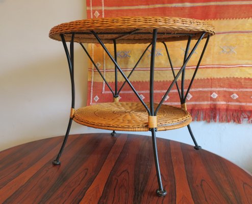 Rattan and Iron 2 Level Coffee Table, 1960s-ED-1719920