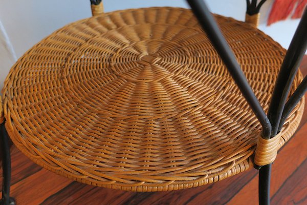 Rattan and Iron 2 Level Coffee Table, 1960s-ED-1719920