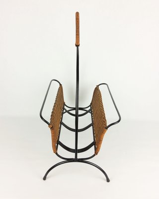 Rattan and Metal Magazine Rack, 1960-YBU-1075406