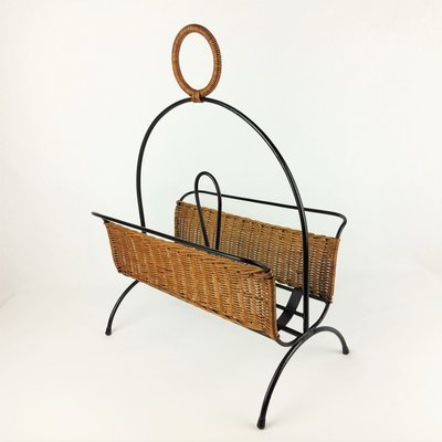 Rattan and Metal Magazine Rack, 1960-YBU-1075406