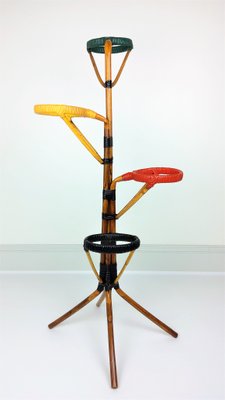 Rattan and Scoubidou Plant Stand, 1960s-YBU-743647