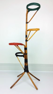 Rattan and Scoubidou Plant Stand, 1960s-YBU-743647