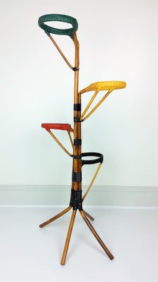 Rattan and Scoubidou Plant Stand, 1960s-YBU-743647