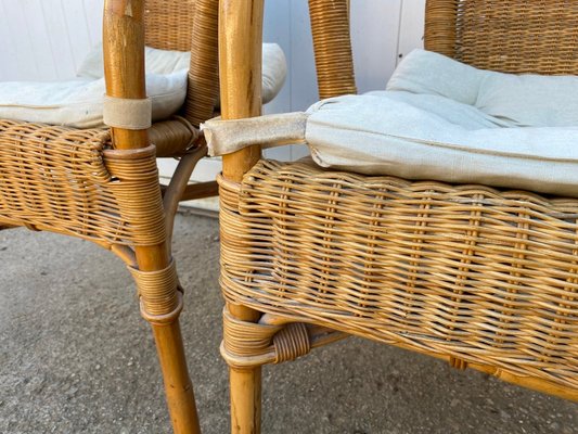 Rattan and Wicker Armchairs, Set of 3-ZYJ-1076207