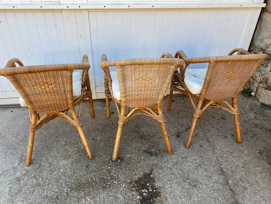 Rattan and Wicker Armchairs, Set of 3-ZYJ-1076207