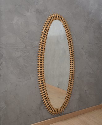 Rattan and Wicker Wall Mirror, 1960-UH-1737085