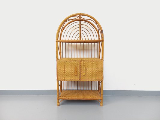 Rattan and Woven Rattan Bookshelf, 1960s-AHO-1763452