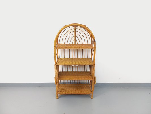 Rattan and Woven Rattan Bookshelf, 1960s-AHO-1763452