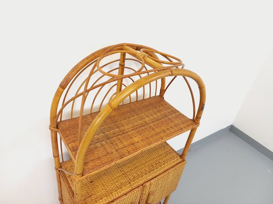 Rattan and Woven Rattan Bookshelf, 1960s-AHO-1763452