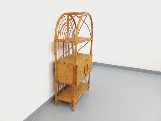 Rattan and Woven Rattan Bookshelf, 1960s-AHO-1763452