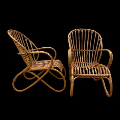 Rattan Armchairs, 1950s, Set of 2-SDV-1261362